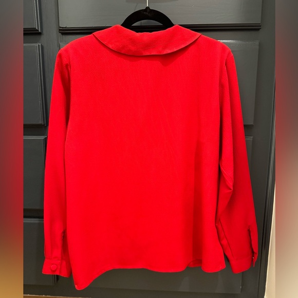 Vintage Oscar de la Renta Expressions Red Peter Pan Collar Blouse - Picture 4 of 4